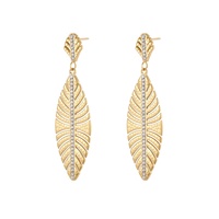 Boucles d'oreilles pendantes en forme de feuille en acier inoxydable, plaquées or 18 carats PVD, étanches, bijoux pour femmes