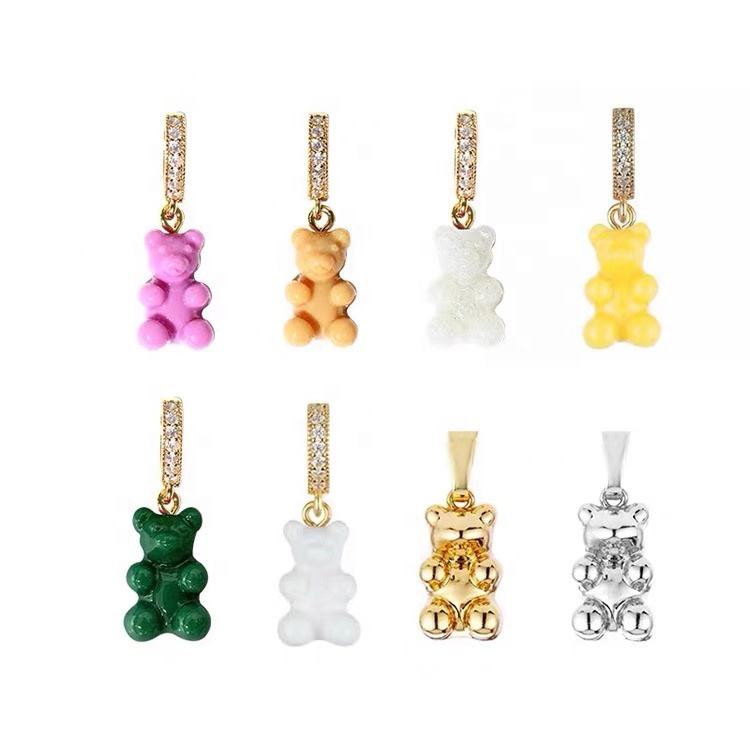 Popular Acrylic&amp;resin Trendy Bear Earrings And Necklace Pendant Dangle Jewelry For Girls Ladies 