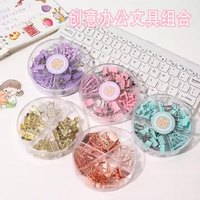 Macaron couleur taille longue queue pince multifonctionnelle combinaison machaon pince trombone broche poussoir quatre grille ensemble de papeterie