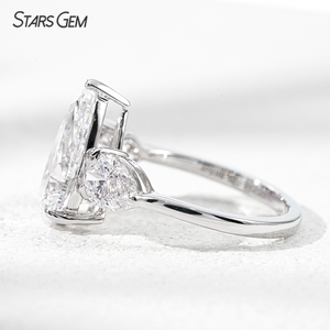 Starsgem 1.339ctw-6.565ctw Three <b>Stones</b> <b>Ring</b> 10K Solid Gold Pear Cut IGI Certified Lab Grown Diamond Engagement <b>Ring</b> for Gift - Product Image 2