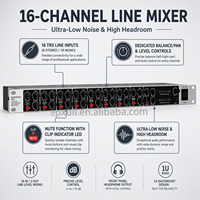 RX1602 Mélangeur de ligne stéréo 1U 16 canaux, sous-mélangeur audio montable en rack OEM pour claviers, boîtes à rythmes et mixage sonore en direct, vente en gros