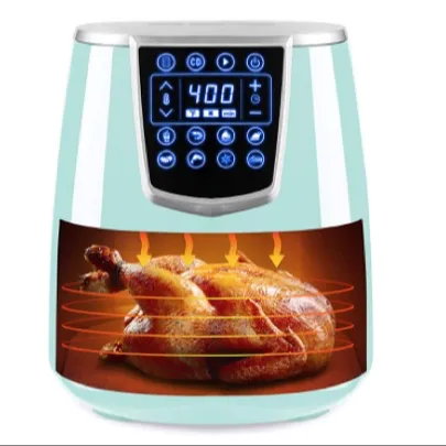 4.2qt hava fritöz ile 8 hafızalı, çıkarılabilir güç kablosu ve yapışmaz kaplamalı sepeti/tepsi 1350W mavi renk