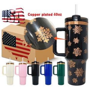 Gobelet isotherme en acier inoxydable plaqué or cuivre, gravé au laser sur mesure, 30 oz 40 oz, avec poignée, pour boissons froides, respectueux de l'environnement - Product Image 1