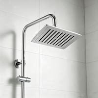 Douche de pluie murale carrée chromée polie avec bras de douche, jet massant doux, pour salle de bain et hôtel, vente en gros OEM