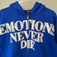 Sweat-shirts de luxe pour hommes avec strass thermocollés, imprimé lettres, à capuche zippée, style streetwear, collection Mixed Emotion