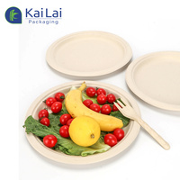 Assiettes jetables rondes de 6 pouces en gros, en bagasse de canne à sucre naturelle, compostables, écologiques, en papier