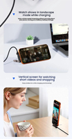 Cable de Datos USB-C de Alta Velocidad de 65 W, Cable PD Tipo C 2 en 1 con Carga Rápida, Cable Trenzado Plegable con Soporte para Teléfono Móvil