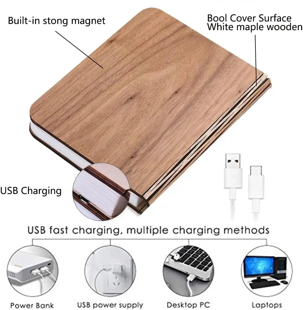 A forma di libro lampada da tavolo a Led a luce Dimming impermeabile da lettura con ricarica USB luce da scrivania da esterno lampada pieghevole