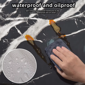 Rouleau de papier peint auto-adhésif effet marbre, imperméable, en PVC, autocollant mural imitation pierre pour crédence de cuisine - Product Image 4