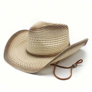 Chapeau de soleil vintage en paille pulvérisée pour voyage en plein air, style cowboy western - Product Image 4