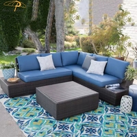 Modernes Günstiges Einfaches Design Outdoor-Gartenmöbel Wasserabweisender Rattan-Stuhl Korbgeflecht Terrassen-Lounge-Sofa-Set