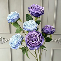 Fleurs artificielles en plastique à 3 têtes superposées en forme de rose, ornements décoratifs haut de gamme, accessoires de photographie pour
