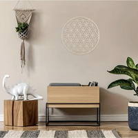 Dekorasi Dinding Geometri Suci Berbentuk Lingkaran dari Bambu & Kayu, Desain Roda Kehidupan, Seni Gantung Laser Cut Grid, Hiasan Rumah & Pernikahan