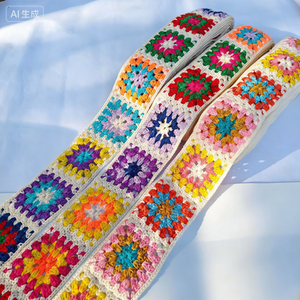 Passamaneria in pizzo <span class=keywords><strong>all</strong></span>'<span class=keywords><strong>uncinetto</strong></span> solubile in acqua, Nastro <span class=keywords><strong>all</strong></span>'<span class=keywords><strong>uncinetto</strong></span> etnico a quadrati granny, Pizzo ricamato personalizzato per abbigliamento - Product Image 5