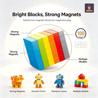 Nouveaux jouets éducatifs et sensoriels pour enfants 2026 : Ensemble de blocs de construction magnétiques DIY - Construisez un canard, un chiot ou un robot