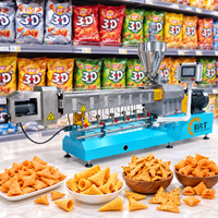 Ligne de production automatique de chips triangulaires et de snacks de blé soufflé frits, 200 à 300 kg/h, avec extrudeuse bivis pour chips Bugles