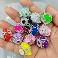 Perles acryliques néon brillantes de 20 mm avec garniture en cristal, perles à grand trou pour stylos et porte-clés, kit de perles colorées pour bricolage, accessoires.