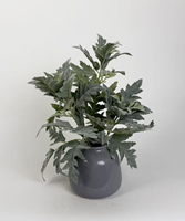Plante artificielle élégante Dusty Miller en PE et tissu gris foncé brillant dans un vase à bourgeons pour la décoration intérieure