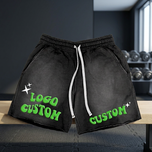 Shorts Homme Personnalisables avec Logo Avant, Noir, 100% Coton, Cordon de Serrage Uni, Décontracté, Taille Mi-Haute, Respirant, Style Urbain - Product Image 4