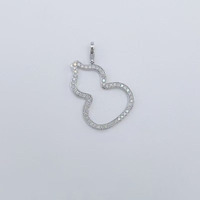 Ciondolo a forma di zucca in oro bianco 18 carati con diamante coltivato in laboratorio, doppio portafortuna, gioiello raffinato da donna, catene alla moda, delicato e tempestato di diamanti.