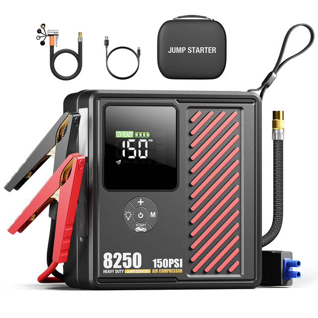 2700A 13200mAh Battery Jump Starter with Air Compressor 150PSI Tire Inflator for Trucks Cars Motorcycle 12V 760CCA Power Bank