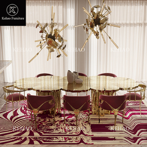 Boca Design Gold Messing Esstisch Unregelmäßiger Zeitgenössischer Edelstahl Goldene Baumwurzeln Esstisch für 10/12 Personen - Product Image 3