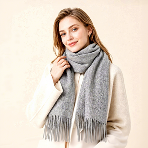 100% Cashmere Scarf Custom Logo Pure Goat Cashmere Solid Color Winter Long Shawl <b>Wrap</b> Muffler Factory Direct Wholesale - Product Image 1
