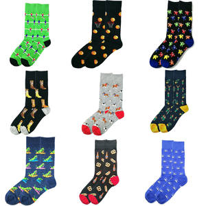 Chaussettes habillées amusantes à motifs pour hommes en coton peigné – Meias fantaisie au design original – Chaussettes cadeaux en coton pour hommes - Product Image 1