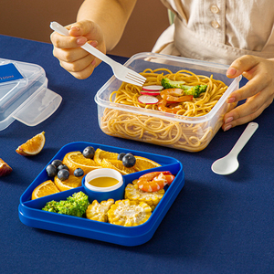 Boîte à sandwich en plastique pour l'école Boîte à lunch verrouillable 1400ml Conteneur à salade de voyage <span class=keywords><strong>hermétique</strong></span> avec cuillère et fourchette - Product Image 6