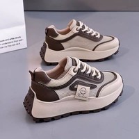 Chaussures plateforme pour femmes, style coréen, polyvalentes, chaussures en mesh sportives et décontractées, nouveau style, baskets épaisses, chaussures tendance pour femmes