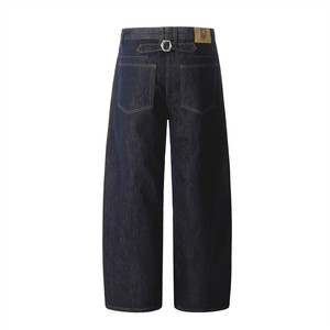 Jeans larges <span class=keywords><strong>bleu</strong></span> foncé pour homme, coupe droite <span class=keywords><strong>ample</strong></span>, style streetwear, denim épais, vintage, OEM - Product Image 4