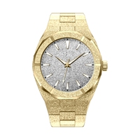 Nouveau Logo personnalisé unique givré argent paillettes étoile poussière cadran Bracelet en acier inoxydable montre de givre pour hommes