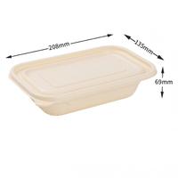Conteneur alimentaire rectangulaire jetable écologique en amidon de maïs 1000 ml avec couvercle, sans BPA, micro-ondable, biodégradable pour BBQ/Sushi