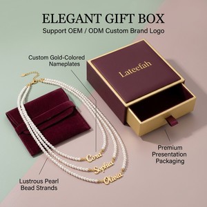 Custom Name Pearl Necklace 18K Gold Plated Waterproof Tarnish-Free <strong>Handcrafted</strong> Personalized Pearl <strong>Jewelry</strong> for Women Wholesale - Product Image 6