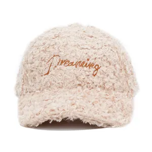 مخصص شعار تصميم الشتاء الدافئة منفوش قبعات للآباء فو تيدي الفراء قبعة بيسبول للنساء