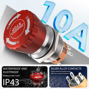 GQ16A-02ZS 16 मिमी ip65 धातु आपातकालीन स्टॉप स्विच वाटरप्रूफ स्टेनलेस स्टील मार स्विच 10a संक्षारण प्रतिरोधी 2No - Product Image 2