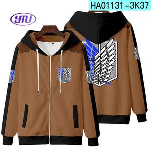 Grosir <span class=keywords><strong>Shingeki</strong></span> <span class=keywords><strong>No</strong></span> <span class=keywords><strong>Kyojin</strong></span> <span class=keywords><strong>Cosplay</strong></span> untuk pria wanita anak-anak Hoodie ritsleting Anime cetak hitam - Product Image 2