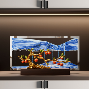 Ornement de tableau de sable de kaki porte-bonheur, décoration de bureau de luxe pour salon, bureau, cadeau de pendaison de crémaillère - Product Image 1
