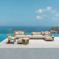 Ensemble de canapés modernes en corde tressée pour l'extérieur - Imperméable et résistant au soleil - Meubles de jardin, de terrasse, de villa et de maison d'hôtes