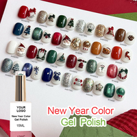 Vernis à ongles en gel pigmenté de couleur du Nouvel An 15 ml avec logo personnalisé, vernis à ongles en gel de Noël riche en pigments, vernis à ongles en gel UV LED qui s'enlève par trempage