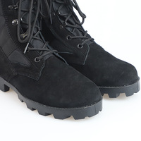 Bottes de combat tactiques en cuir suédé de vache PU et caoutchouc, imperméables et respirantes, modèle Panama, à lacets, personnalisables