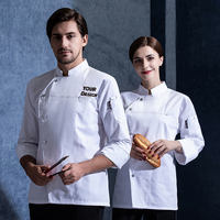 Combinaison de travail respirante à manches longues en coton/polyester, uniforme de chef pour restaurants, traiteurs, sushis, boulangeries et cafés