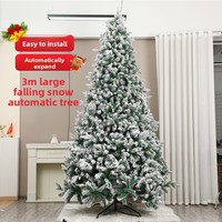 Weihnachtsbaum Beflockt Dicht 1,8m Weißer Dekorativer Baum mit Schnee Große Szenendekoration 3m LED-Beleuchtung Flammhemmend Innenbereich