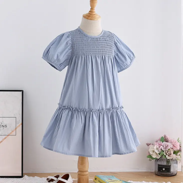 女の子のためのスモックドレス赤ちゃんスモックパジャマ2022パストラルスタイルのコットンプリンセス
