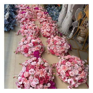Precio de fábrica Flores Rojas Bola Beso Bola Real Touch Rosa Flores Centro de mesa para la decoración de la boda - Product Image 6