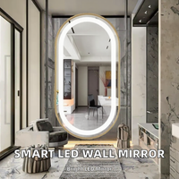 Cermin Dinding Kamar Mandi Oval Modern Desain Baru dengan Lampu LED dan Sakelar Sensor Sentuh