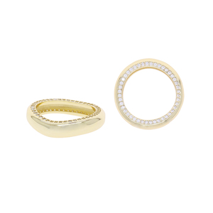 Iced Out Bling femmes bagues de fiançailles deux pièces empilable vague cercle pavé clair Zircons bijoux de mode - Product Image 3