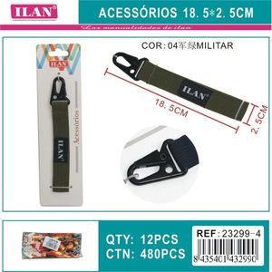 Portachiavi ILAN 18,5x2,5 cm in nylon verde militare con gancio in metallo per uso esterno - Product Image 3
