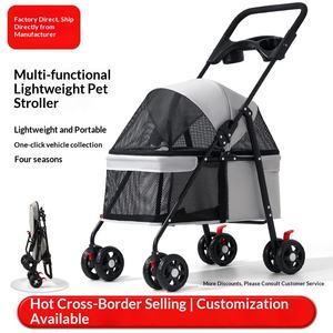 Kedi ve Köpekler İçin Hafif Katlanabilir Metal Taşıma Arabası Açık Hava Sınır Ötesi İhracat - Product Image 2