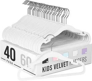 Appendiabiti all'ingrosso Lavinia nero bianco Non antiscivolo spazio di risparmio di plastica floccante per bambini appendiabiti in velluto appendiabiti - Product Image 3